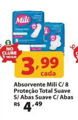 Supermercados Tischler Absorvente Mili C/8 Proteção Total Suave S/ Abas Suave C/ Abas oferta