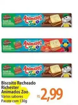 Atacadão Biscoito Recheado Richester Animados Zoo Vários sabores Pacote oferta