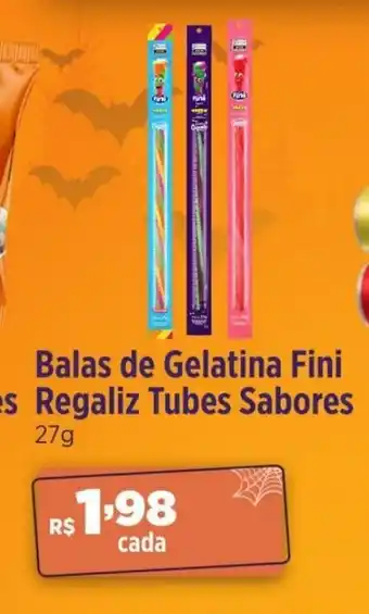Balas de Gelatina Fini Regaliz Tubes Sabores