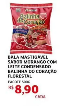 Assaí Atacadista Bala mastigável sabor morango com leite condensado balinha do coração florestal oferta