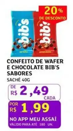 Assaí Atacadista Confeito de wafer e chocolate bib's sabores sache oferta