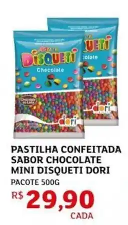 Assaí Atacadista Pastilha confeitada sabor chocolate mini disqueti dori pacote oferta