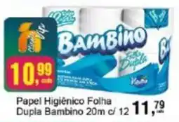 Negreiros Papel Higiênico Folha Dupla Bambino 20m oferta