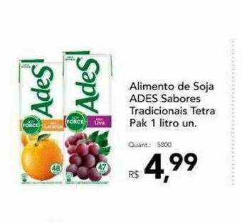 Alimento De Soja Ades Sabores Tradicionais Tetra Pak 1 Litro Un.