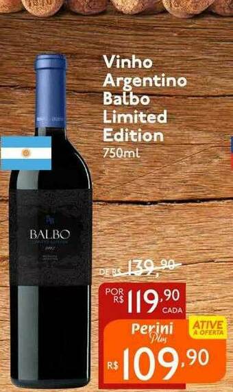 Perini Vinho Argentino Balbo Limited Edition oferta