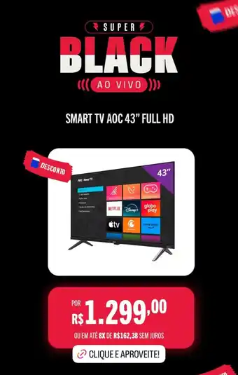 Smart tv aoc 43" full hd