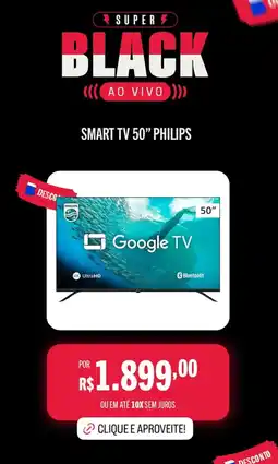 Casas Bahia Smart tv 50" philips oferta