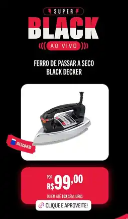 Casas Bahia Ferro de passar a seco black decker oferta