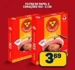 Dom Atacadista Filtro de papel 3 corações 103-c/30 oferta