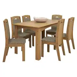 Benoit Conjunto Celta Mesa Monique MDF e 6 Cadeiras Berlin Cedro Gold Estofadas oferta