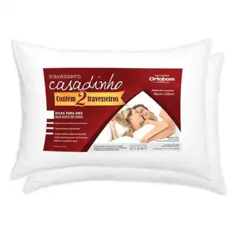 Benoit Conjunto 2 Travesseiros Ortobom Casadinho 100% Poliéster Fibra Siliconizada 45x65cm oferta
