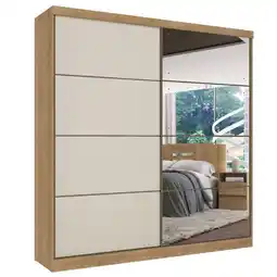 Benoit Guarda Roupa / Roupeiro THB 5876 Málaga Full Glass 2 Portas 6 Gavetas Com Espelho 222x230x55cm oferta