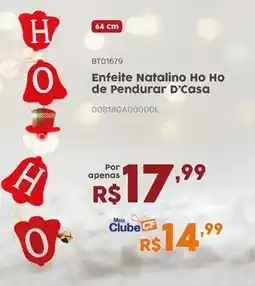 Casa Freitas Enfeite Natalino Ho Ho de Pendurar D'Casa oferta
