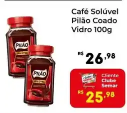 Semar Supermercado Café Solúvel Pilão Coado Vidro oferta