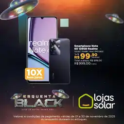 Lojas Solar Smartphone Note 60 128GB Realme oferta