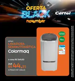 Lojas Certel Lavadora semiautomática Colormaq oferta
