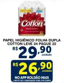 Roldão Papel higiênico folha dupla cotton oferta