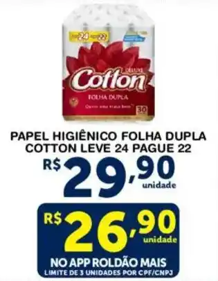 Roldão Papel higiênico folha dupla cotton oferta