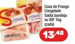 Costazul Supermercados Coxa de frango congelado sadia bandeja ou iqf 1kg oferta