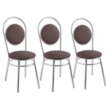 Benoit Conjunto 3 Cadeiras Fil Gabriela 3500 Estofada Tubo Cromada 97x37x48cm oferta