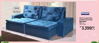 Zenir Sofa de 2 Lugares Soleo Retratil Reclinavel Veludo Bom Pastor oferta
