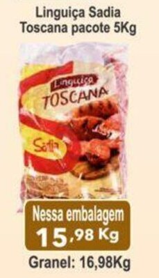 Calvo Atacadista Linguica Sadia Toscana pacote 5kg oferta
