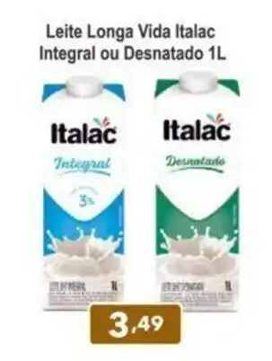 Calvo Atacadista Leite Longa Vida Italac Integral ou Desnatado 1L oferta