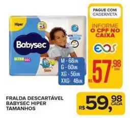 Super Bom Fralda descartável babysec hiper tamanhos oferta