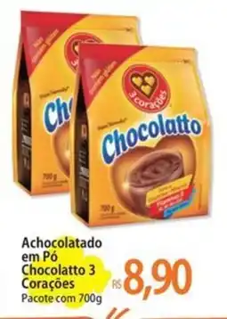 Atacadão Achocolatado em Pó Chocolatto 3 Corações Pacote oferta