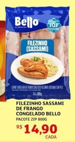 Assaí Atacadista Filezinho sassami de frango congelado bello pacote zip oferta