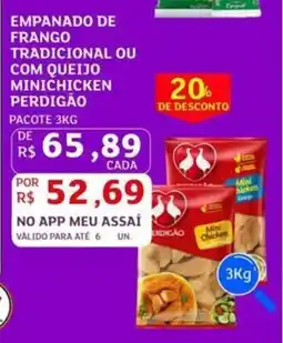Assaí Atacadista Empanado de frango tradicional ou com queijo minichicken perdigão pacote oferta