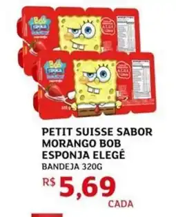 Assaí Atacadista Petit suisse sabor morango bob esponja elegê bandeja oferta
