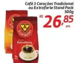 Comper Café 3 Corações Tradicional ou Extraforte Stand Pack oferta