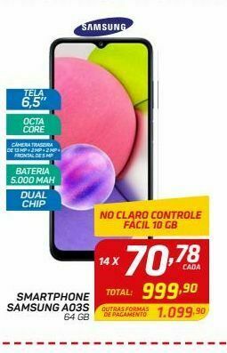 GBarbosa Smartphone samsung a03s 64 gb oferta