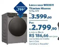 Sam's Club Lava e seca WD3S11 Titanium Hisense oferta