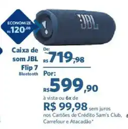 Sam's Club Caixa de Som JBL Flip 7 Bluetooth oferta