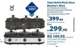 Sam's Club Triplo Buffet Black Glass Member's Mark oferta