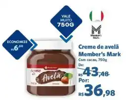 Sam's Club Creme de avelã Member's Mark Com cacau, oferta