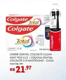 Bistek Supermercados Creme dental colgate clean mint c/3/ escova dental colgate c/2 whitening - cada oferta