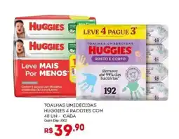 Bistek Supermercados Toalhas umedecidas huggies 4 pacotes com 48 un cada oferta