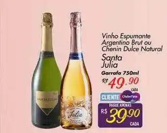 Vinho Espumante Argentino Brut Ou Chenin Dulce Natural Santa Julia