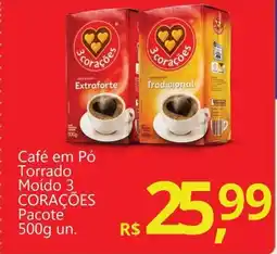 Supermercados Koch Café em Pó Torrado Moído 3 CORAÇÕES Pacote oferta