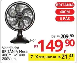 Supermercados Koch Ventilador BRITÂNIA Mesa 40CM BVT400 200V un. oferta