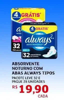 Assaí Atacadista Absorvente noturno com abas always tipos oferta
