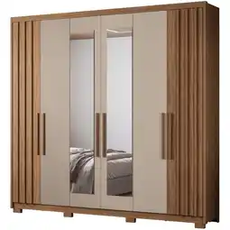 Benoit Guarda Roupa Roupeiro Moval Atlanta 6 Portas e 4 Gavetas MDP 204x204x48cm oferta