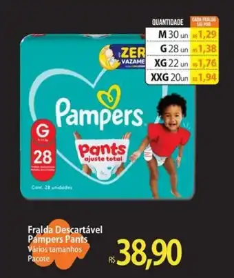 Atacadão Fralda Descartável Pampers Pants Vários tamanhos Pacote oferta