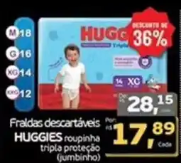 Cometa Supermercados Fraldas descartáveis HUGGIES roupinha tripla proteção (jumbinho) oferta