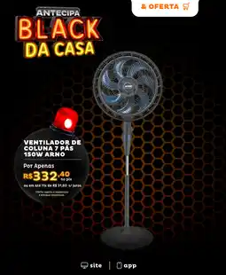 Casa e Vídeo Ventilador de coluna 7 pás 150w arno oferta