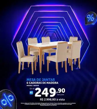 Mesa de jantar 6 cadeiras de madeira