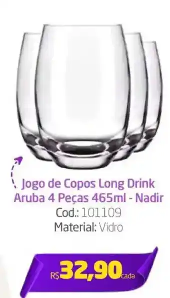 Preçolândia Jogo de Copos Long Drink Aruba 4 Peças Nadir oferta